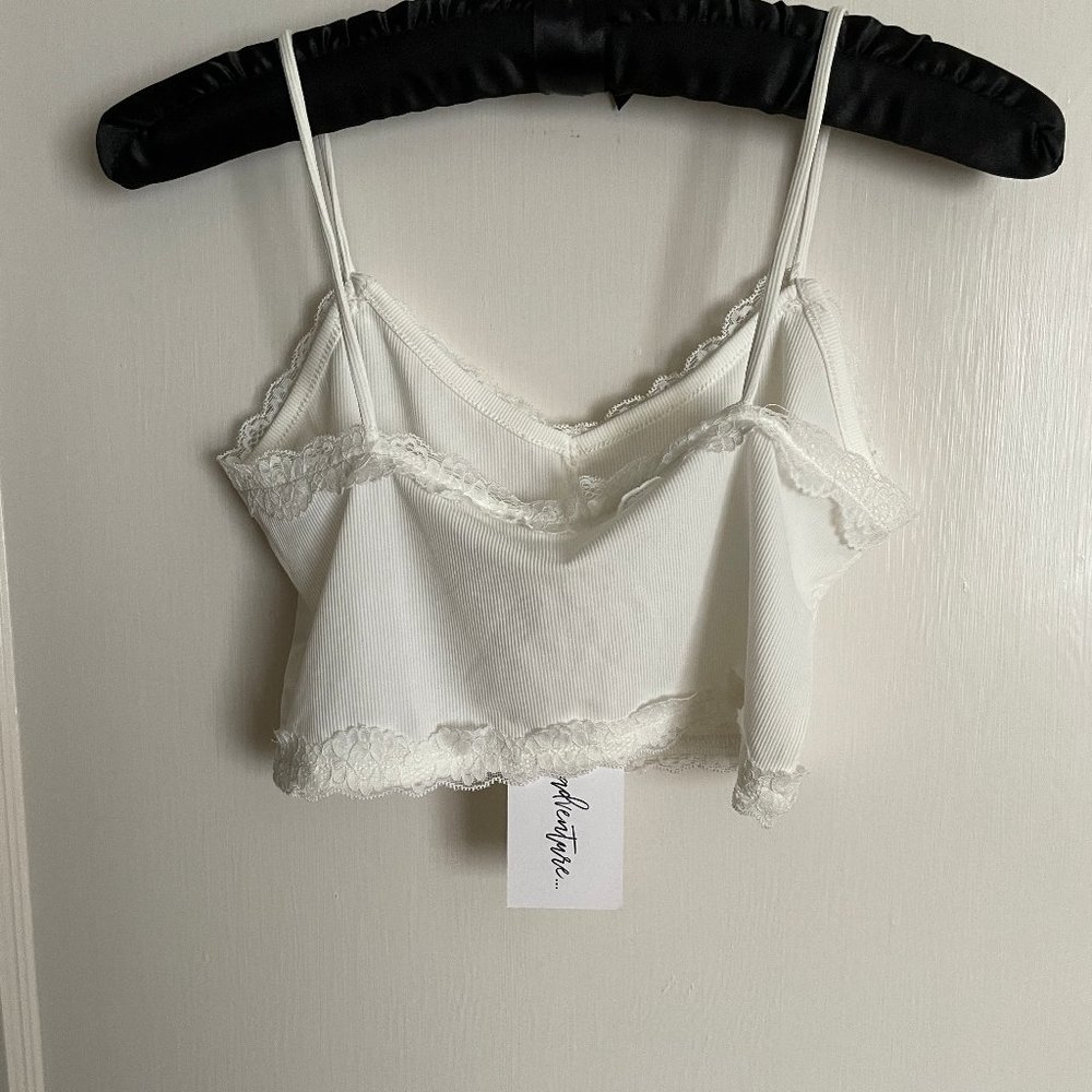 12TH TRIBE | NWT | lace trim ribbed cropped tank top - Picture 3 of 4